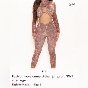 Fashion nova come slither jumpsuit NWT size large